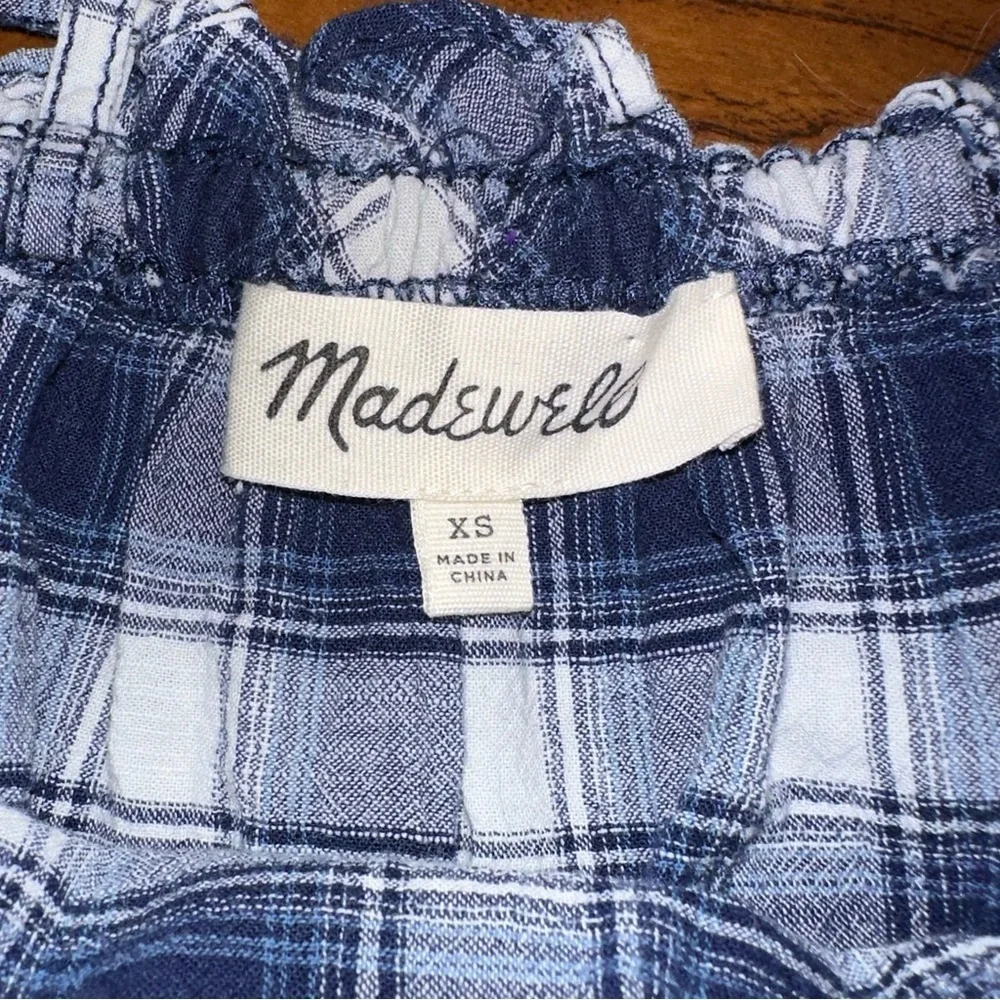 Madewell Blue Plaid 100% Cotton Spaghetti Adjustable Strap Tank Top Size XS - Picture 5 of 7